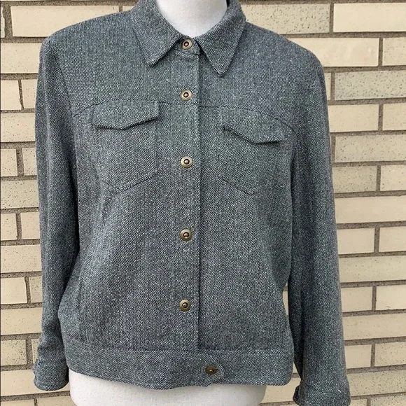 Liz Claiborne Charcoal Gray Lined Collar Jacket - Picture 2 of 11